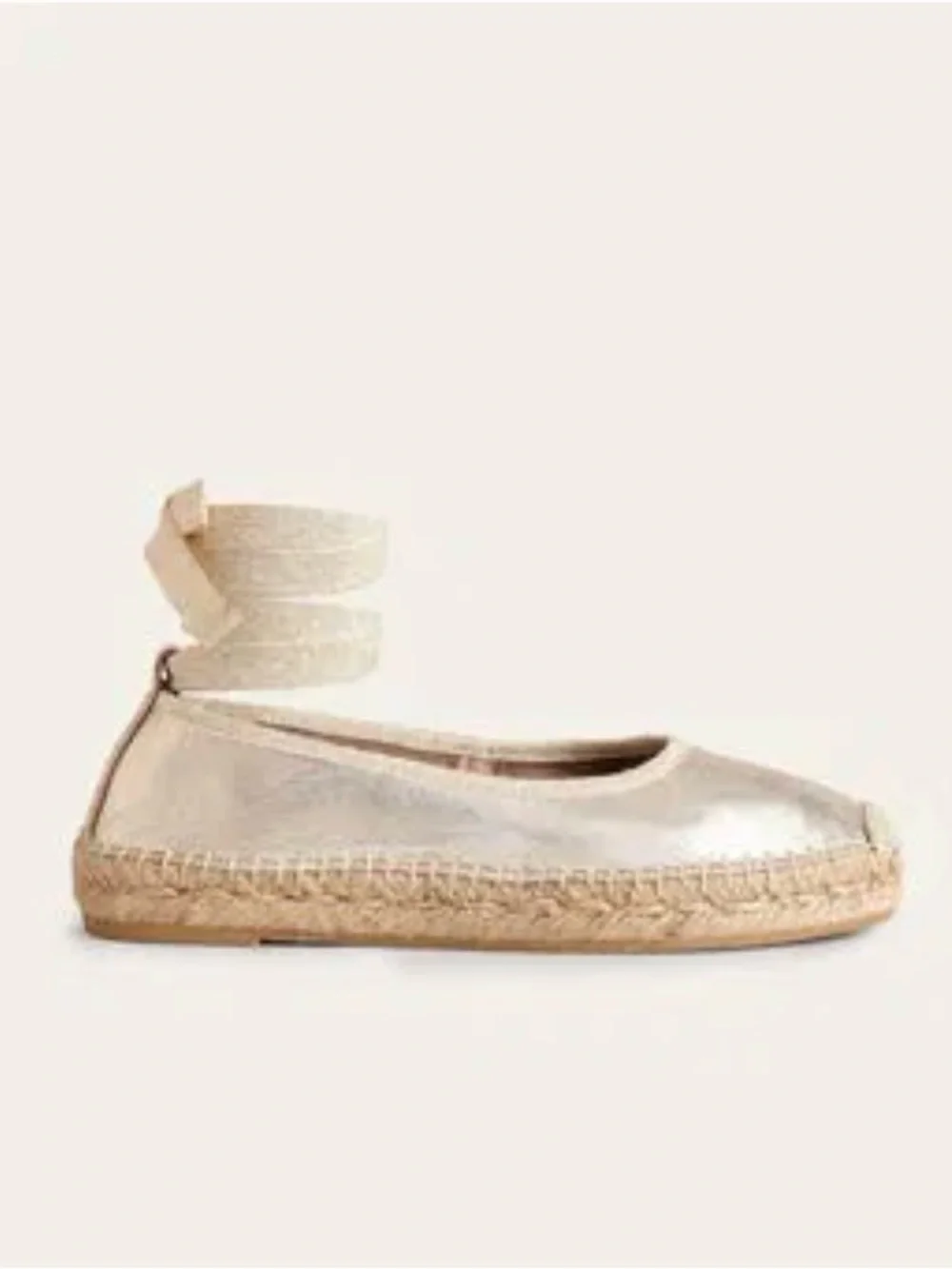 BODEN Ankle Tie Espadrilles/gold foil